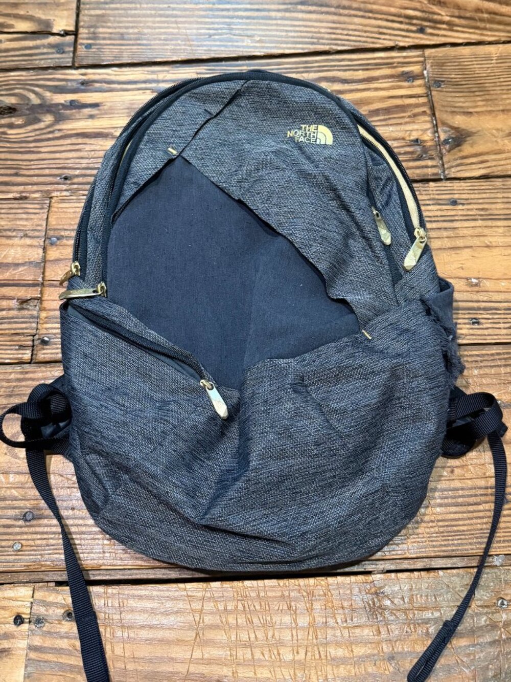 North Face Isabella Backpack Womens Gray Black Rose Gold Laptop School Travel